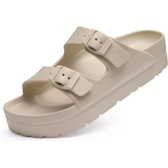 Platform Arch Support Sandals Womens Summer Foam Slides Adjustable Buckle - Picture 7 of 7